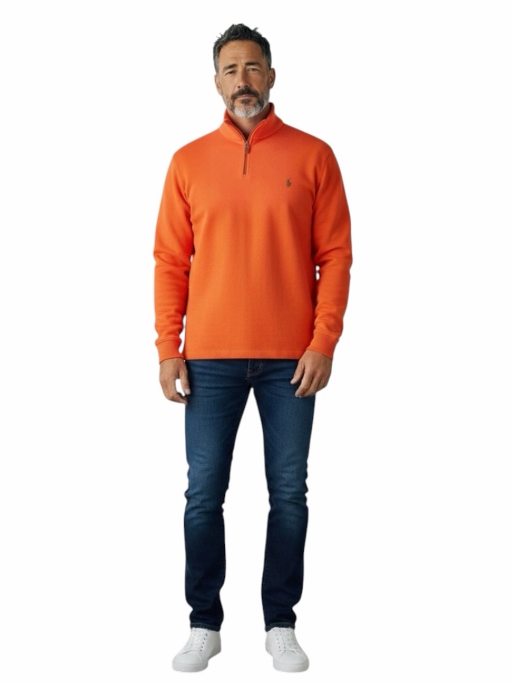 New Polo By Ralph Lauren Orange Men's 1/4 Zip Sweater Size Extra Large